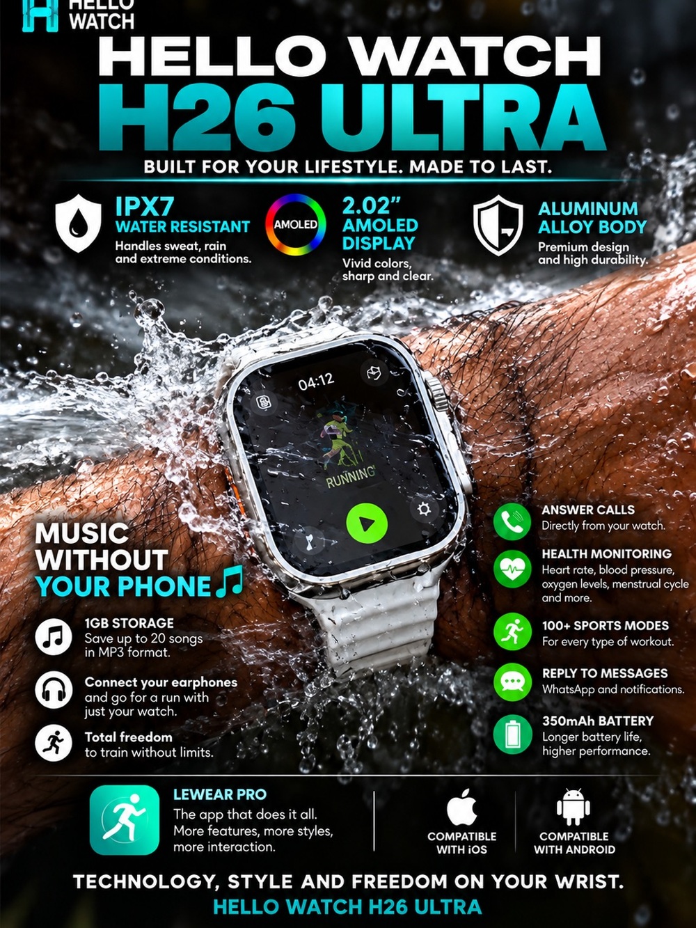 H26 Ultra Smartwatch — Silver